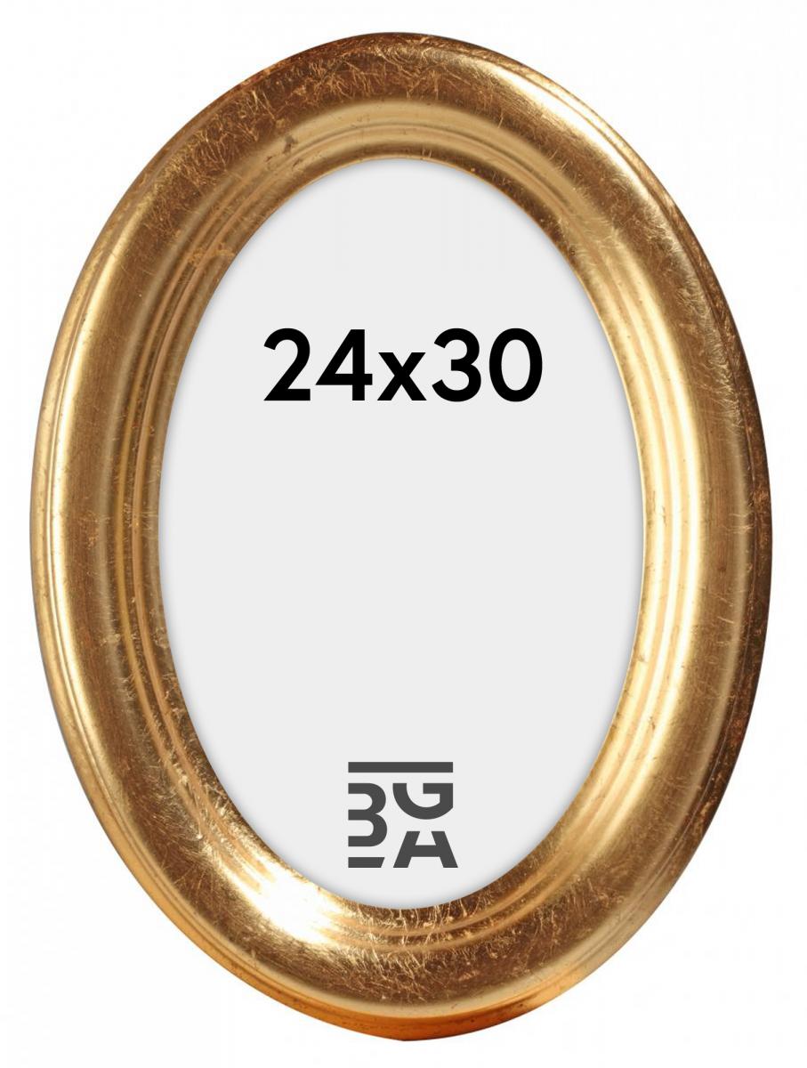 Oval gullramme i tre av høy kvalitet for bilde i 24x30 cm