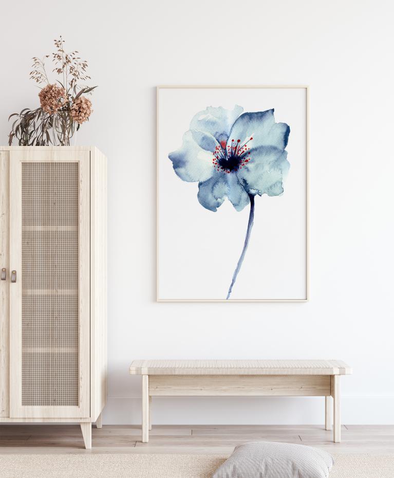 Aquarelle Flower - Blue Plakat