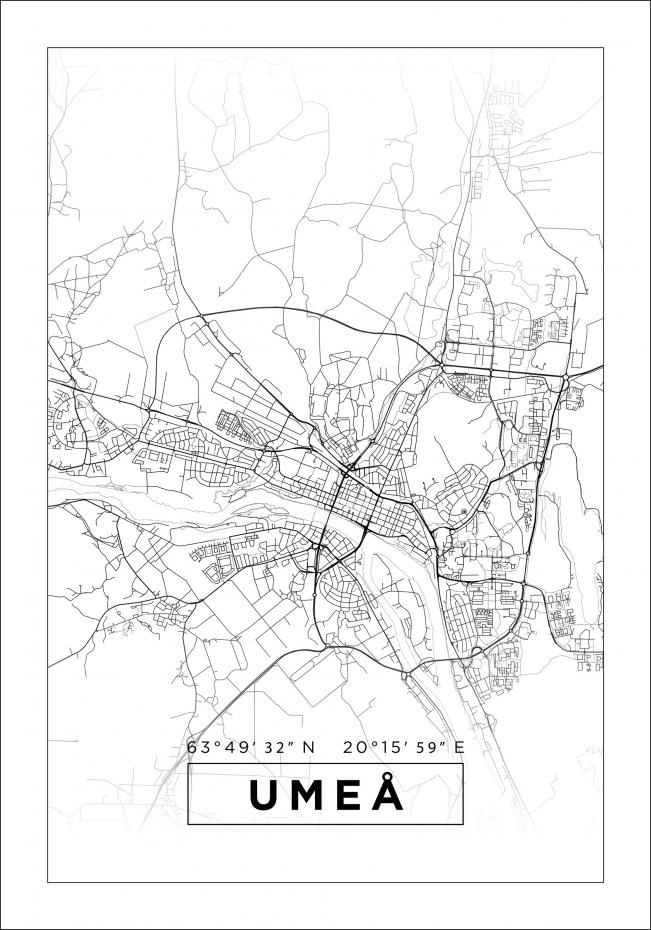 Kart - Ume - Hvit Plakat