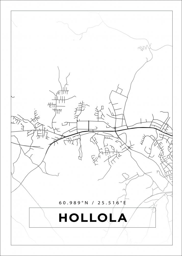 Kart - Hollola - Hvit Plakat