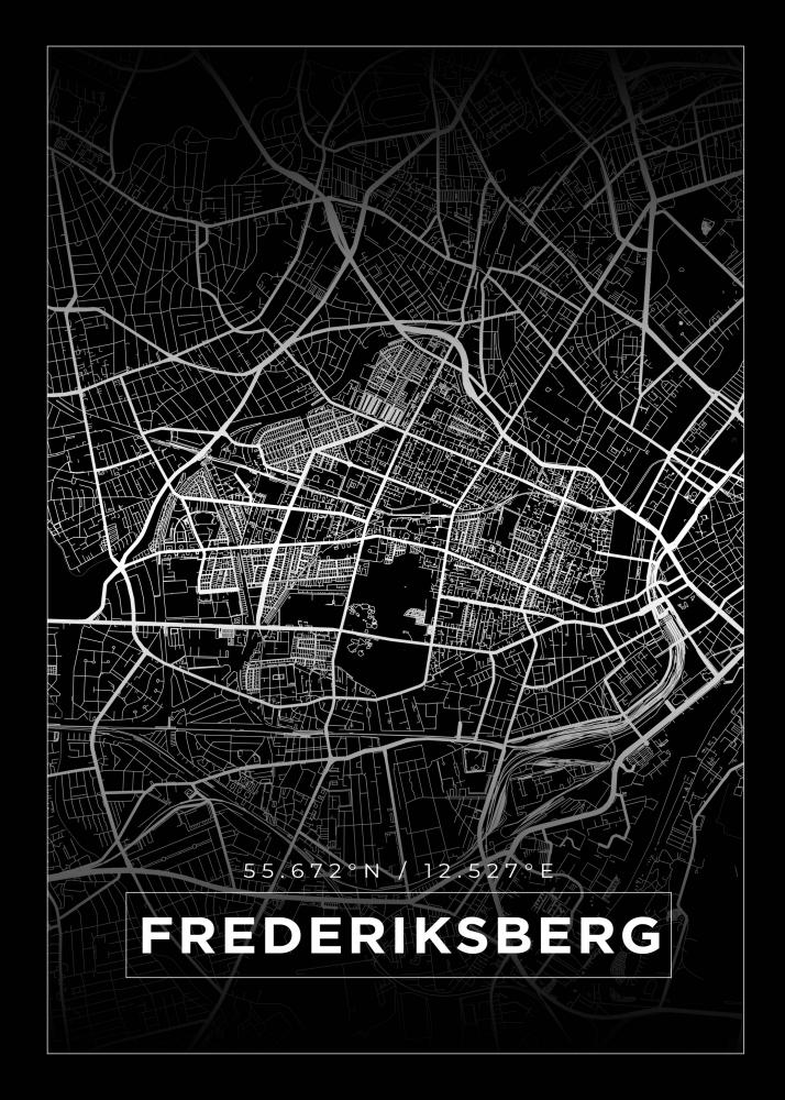 Kart - Frederiksberg - Svart Plakat