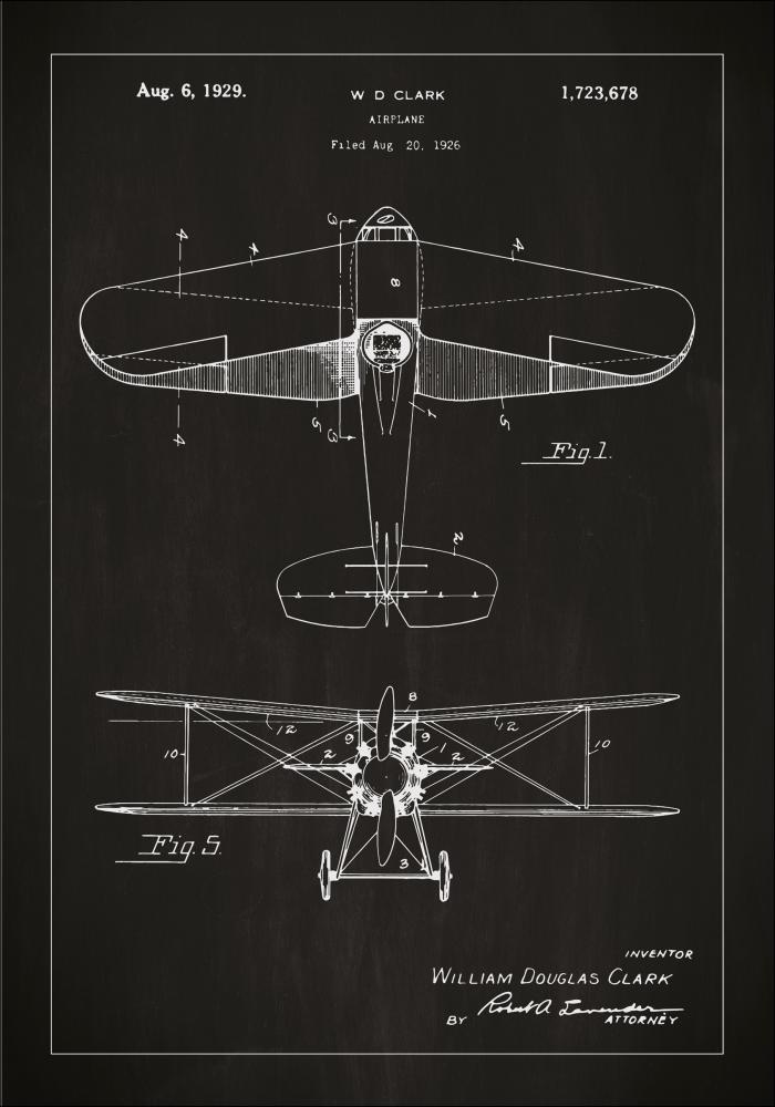 Patenttegning - Fly - Svart Plakat