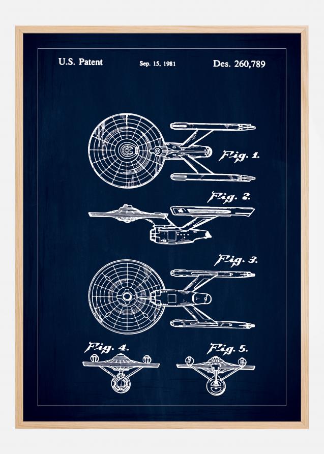 Patenttegning - Star Trek - USS Enterprise - Blå Plakat