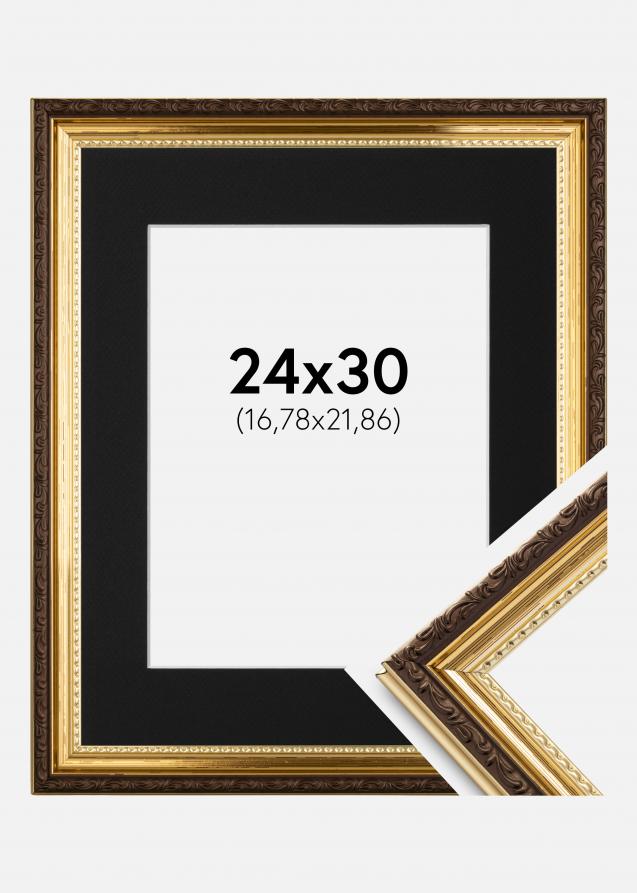 Ramme Abisko Gull 24x30 cm - Passepartout Svart 7x9 inches (17,78x22,86 cm)