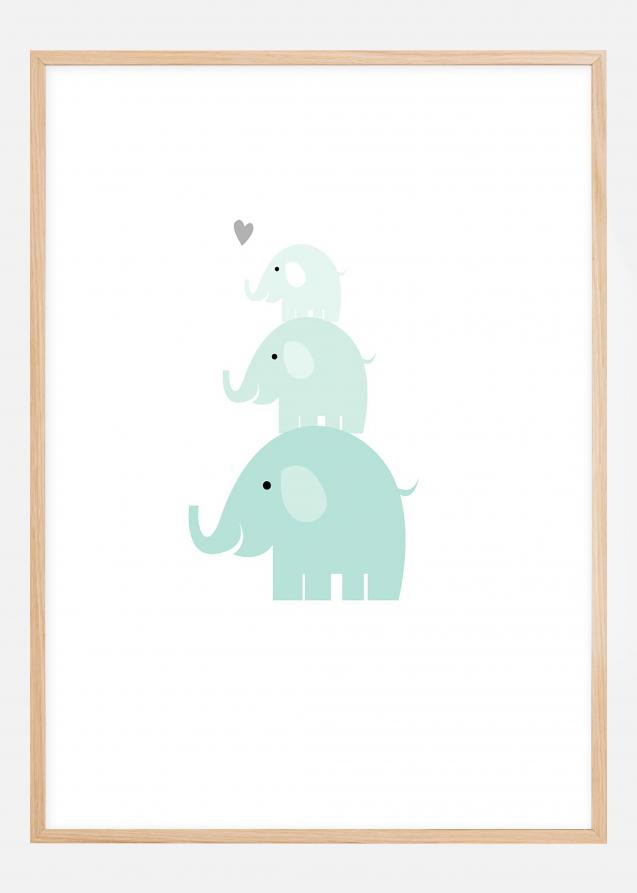 Elefant Trio - Isblå Plakat