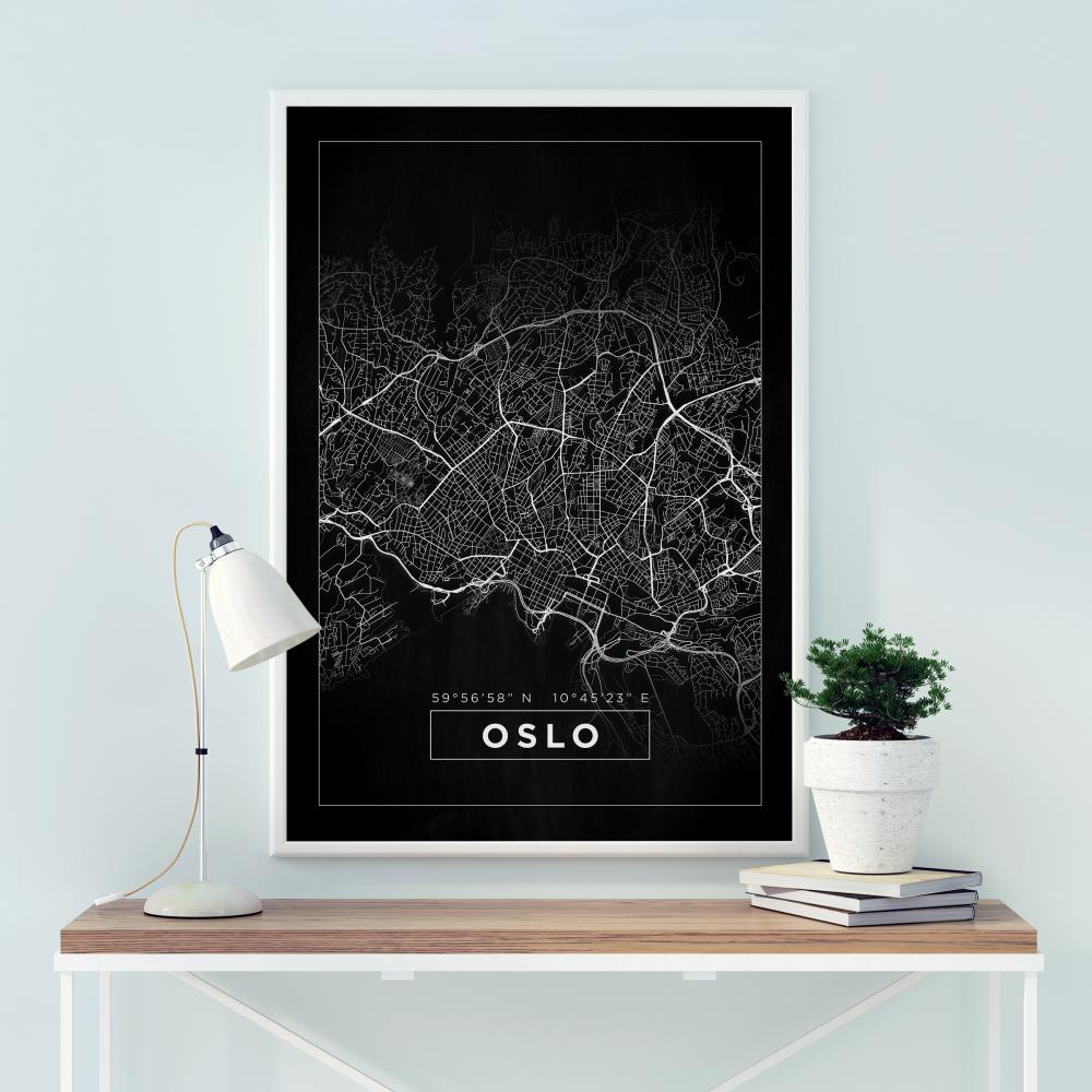Kart - Oslo - Svart Plakat