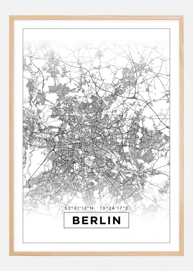 Kart - Berlin - Hvit Plakat