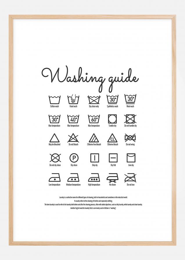 Washing guide white Plakat