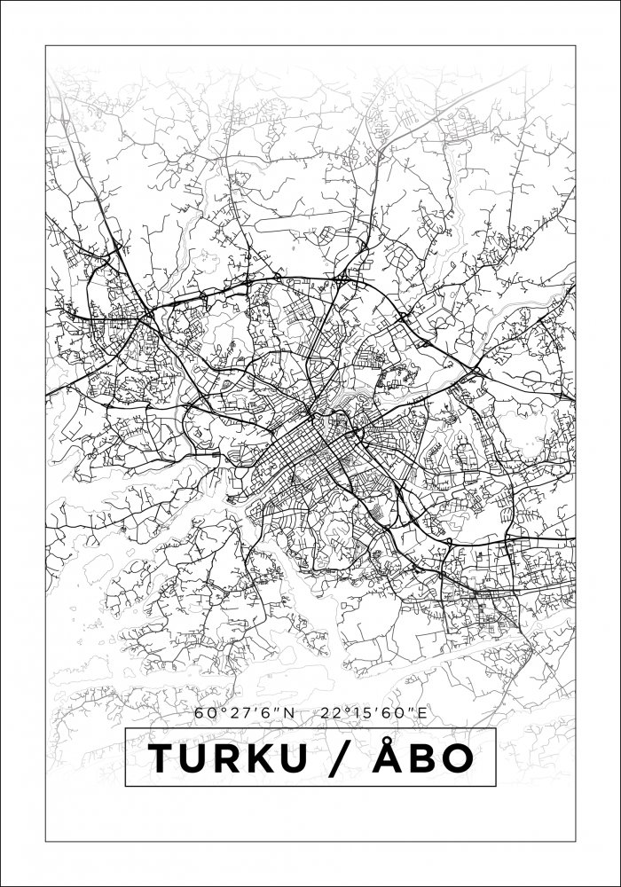 Kart - Turku / bo - Hvit Plakat