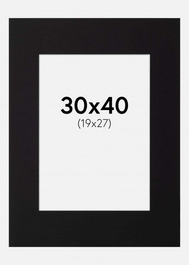 Passepartout Svart Standard (Hvit kjerne) 30x40 cm (19x27)