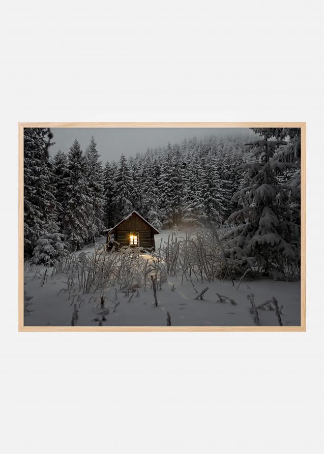 Hytte i vinterskrud Plakat