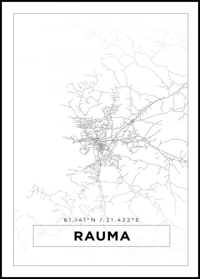 Kart - Rauma - Hvit Plakat