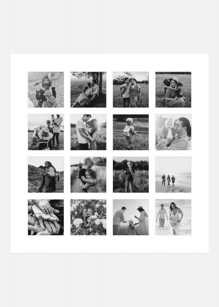 Passepartout Hvit 50x50 cm - 16 Bilder collage