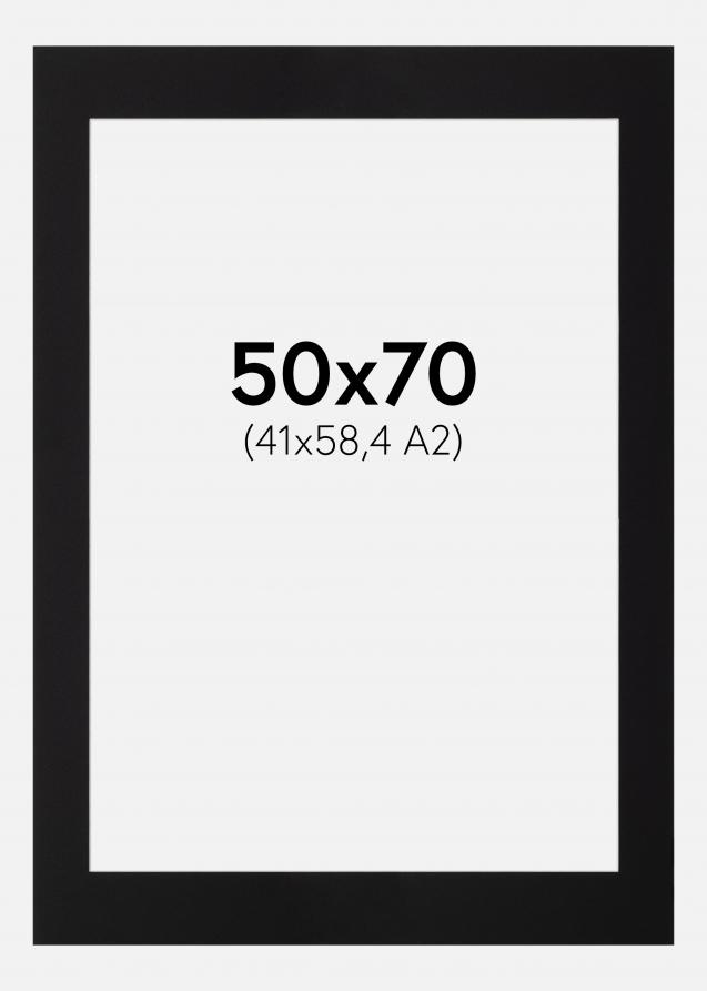 Passepartout Svart Standard (Hvit kjerne) 50x70 cm (41x58,4 - A2)