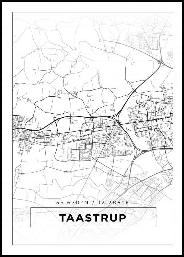 Kart - Taastrup - Hvit Plakat