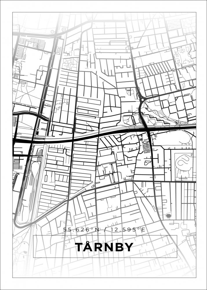 Kart - Trnby - Hvit Plakat