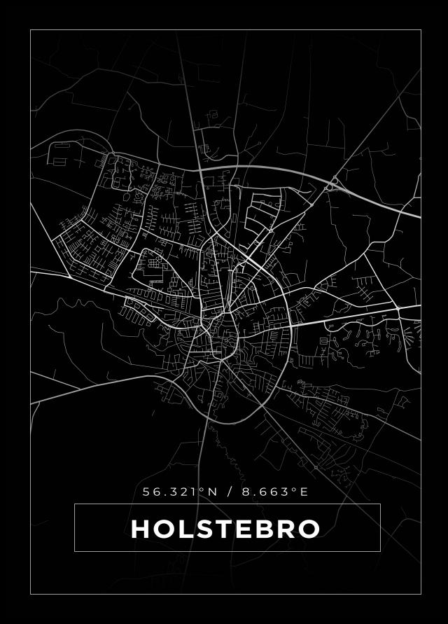 Kart - Holstebro - Svart Plakat