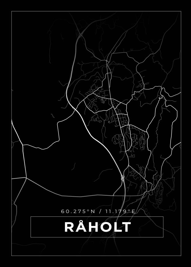 Kart - Rholt - Svart Plakat