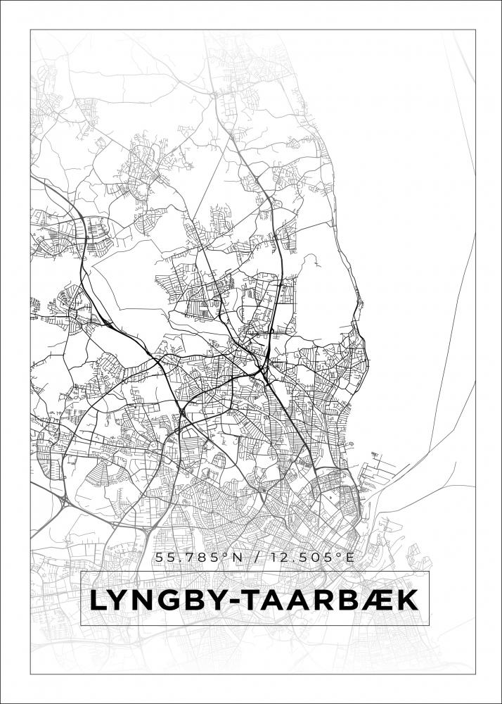 Kart - Lyngby-Taarbk - Hvit Plakat