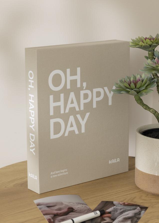 KAILA OH HAPPY DAY Grey - Coffee Table Photo Album (60 Svarte Sider)