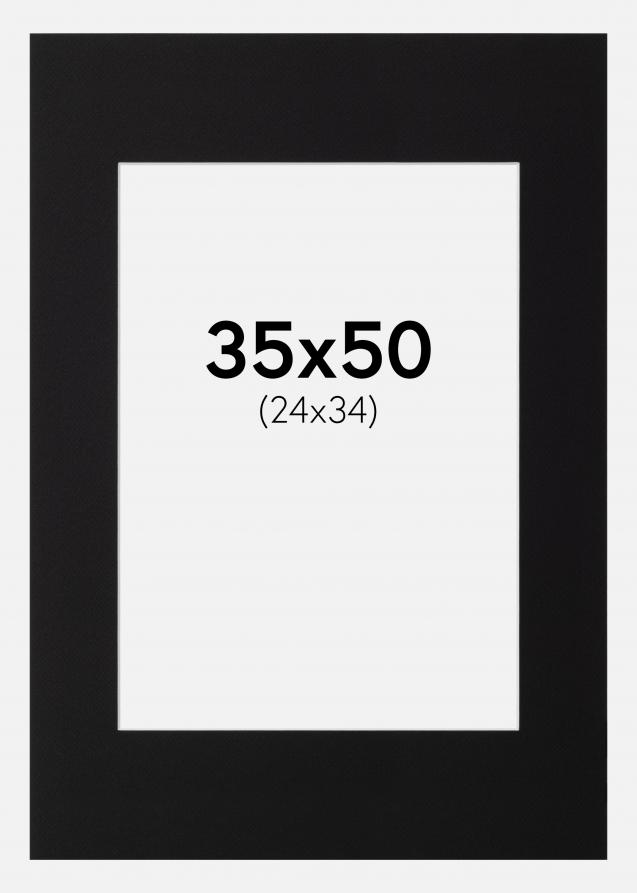 Passepartout Svart Standard (Hvit kjerne) 35x50 cm (24x34)