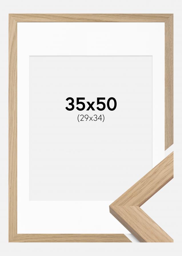 Ramme Oak Wood 35x50 cm - Passepartout Hvit 30x35 cm