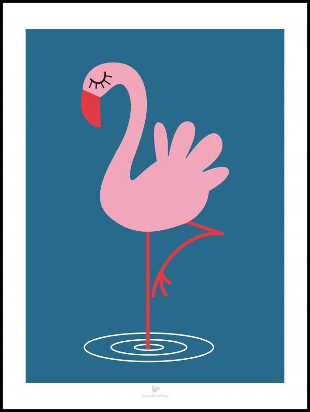 Flamingo - Blue Plakat