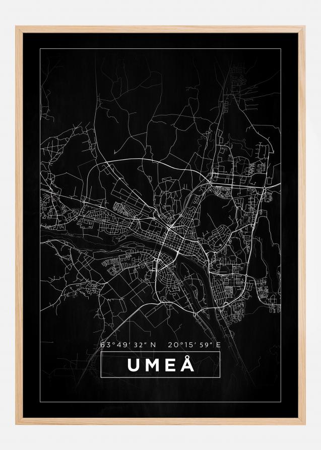 Kart - Umeå - Svart Plakat