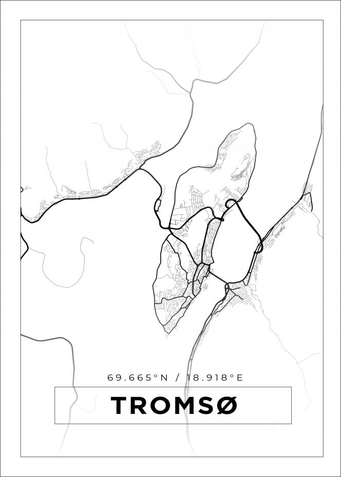 Kart - Troms - Hvit Plakat