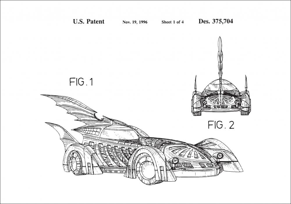 Patenttegning - Batman - Batmobile 1996 I - Plakat