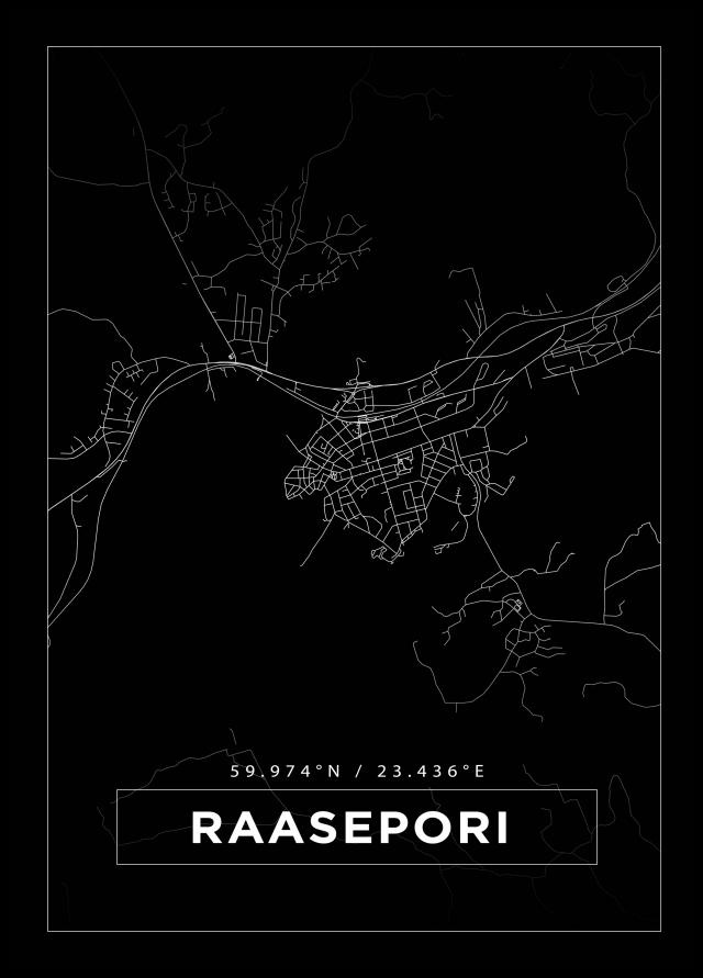 Kart - Raseborg - Svart Plakat