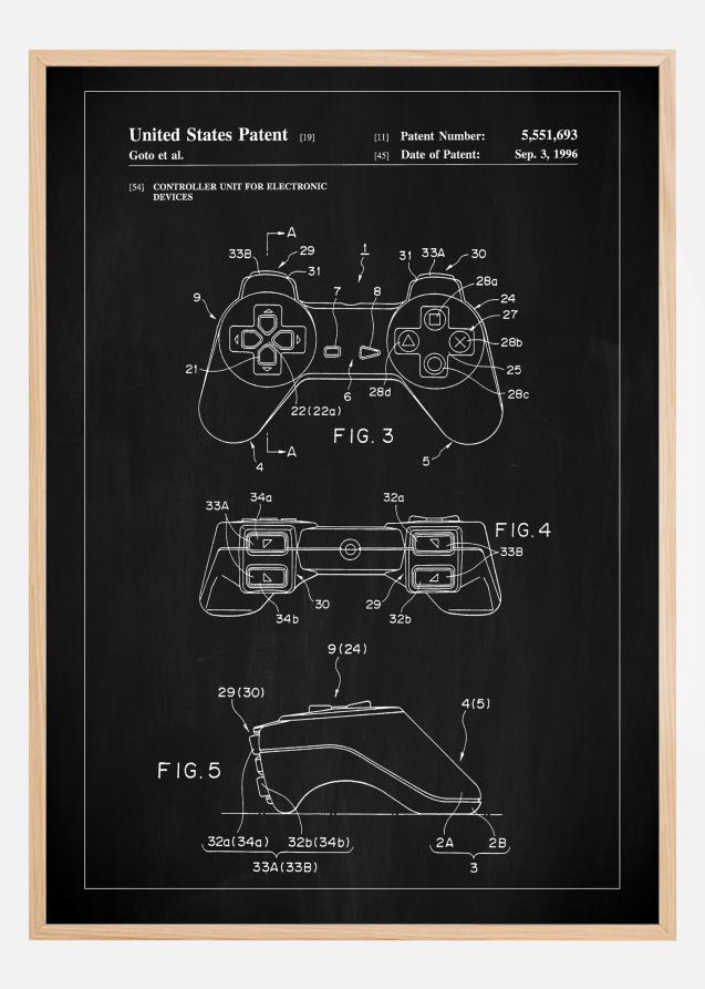 Patent Print - Game Controller II - Black Plakat
