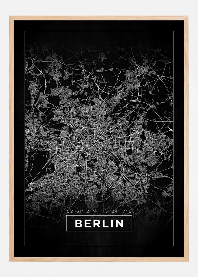 Kart - Berlin - Svart Plakat