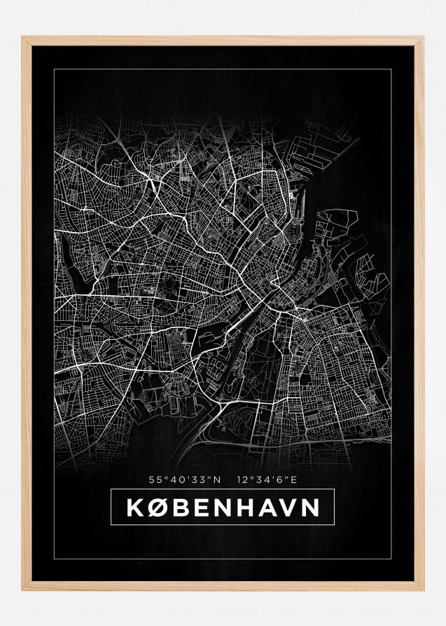 Kart - København - Svart Plakat