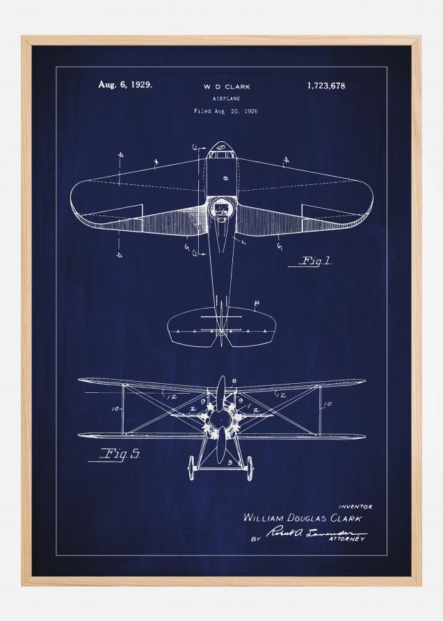 Patenttegning - Fly - Blå Plakat