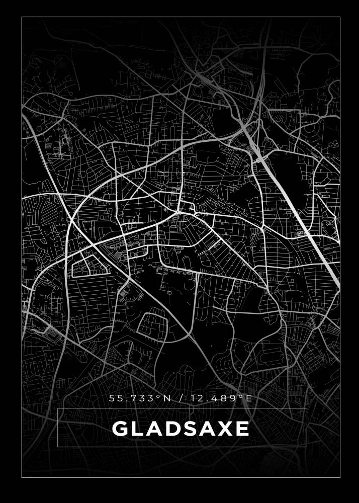 Kart - Gladsaxe - Svart Plakat