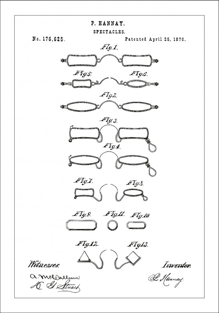 Patenttegning - Briller B - Hvit