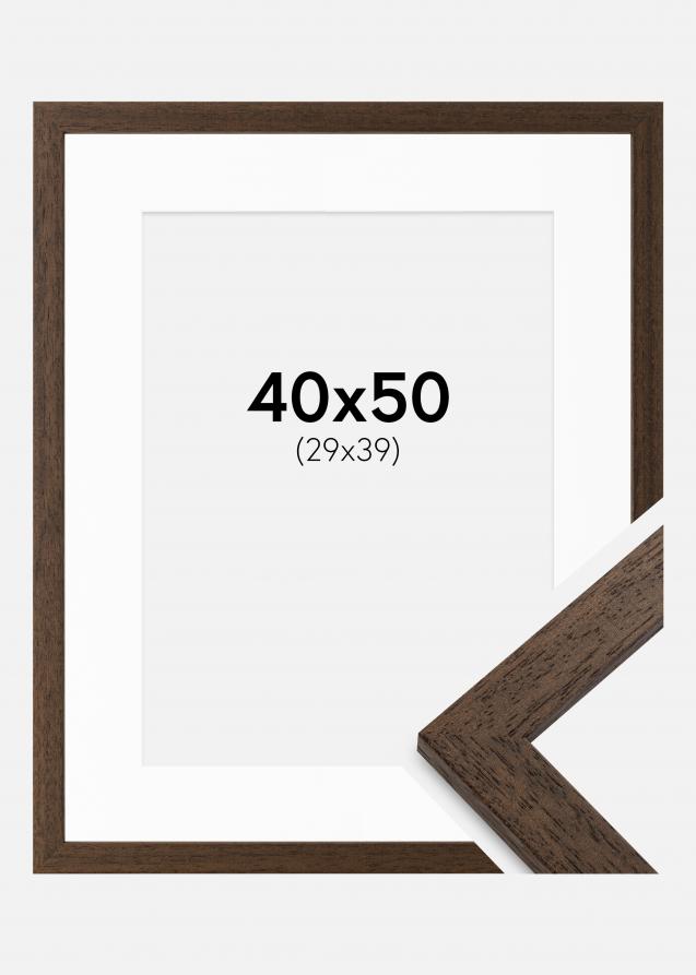 Ramme Brown Wood 40x50 cm - Passepartout Hvit 30x40 cm