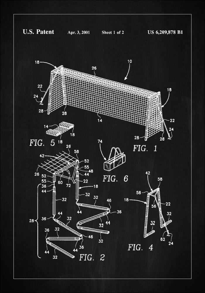 Patent Print - Soccer Goal - Black Plakat