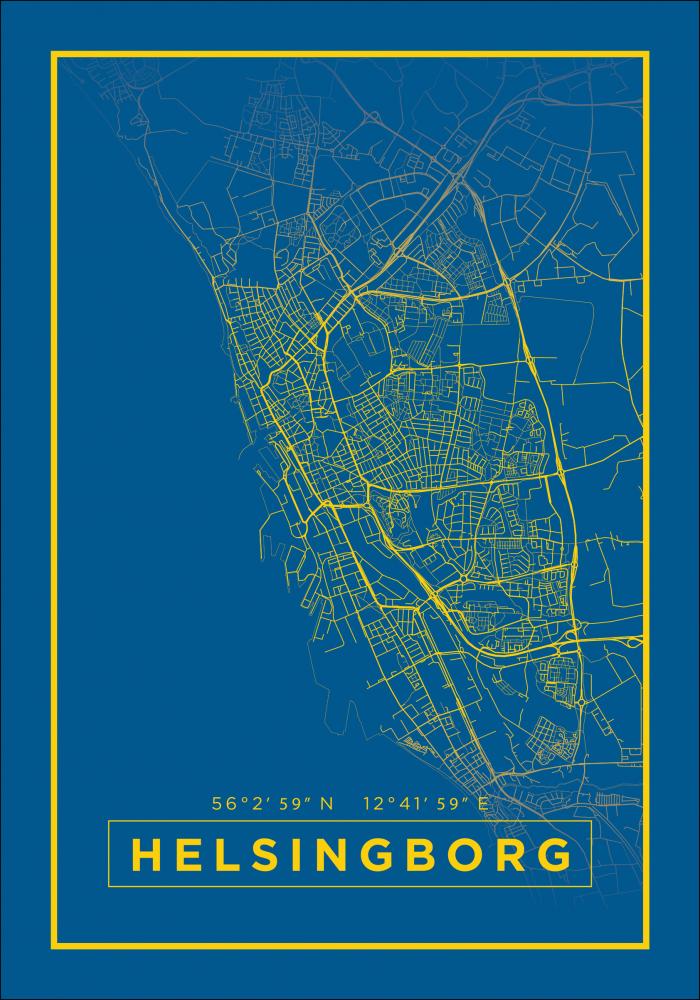Kart - Helsingborg - Poster - Bl
