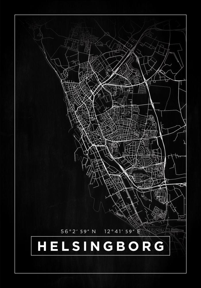 Kart - Helsingborg - Poster - Svart Plakat