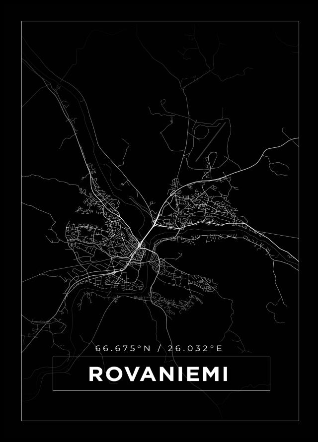 Kart - Rovaniemi - Svart Plakat