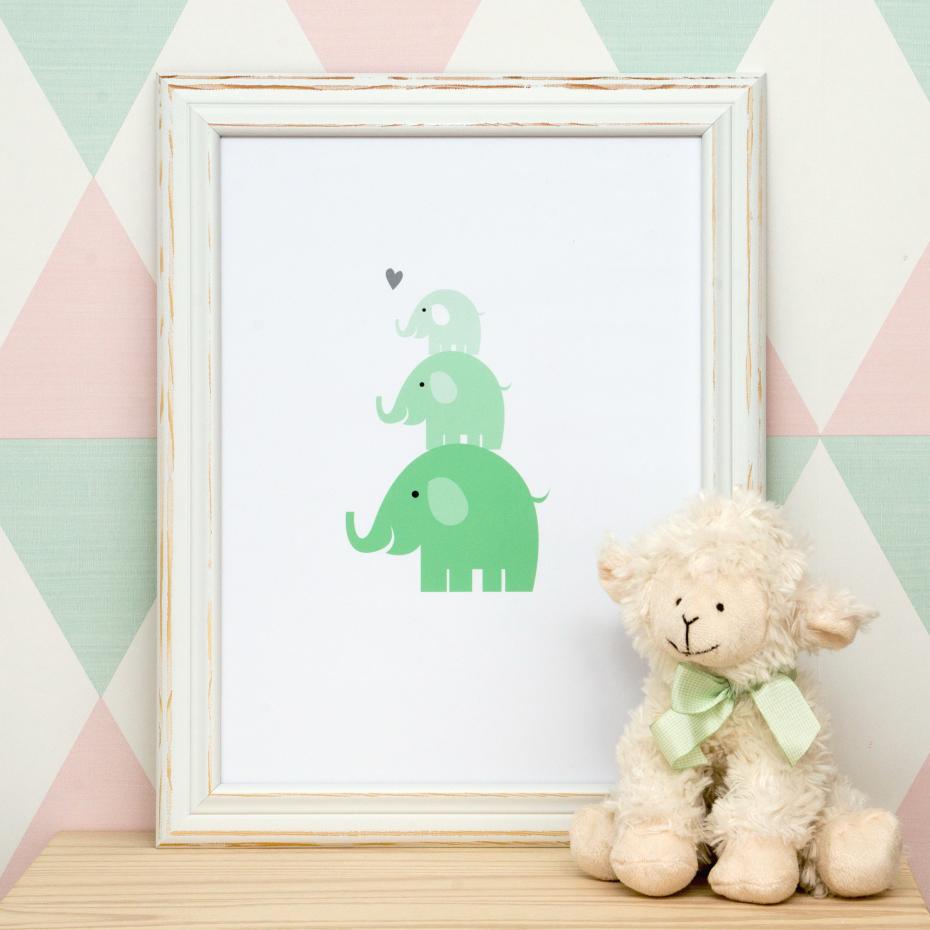 Elefant Trio - Mintgrnn Plakat