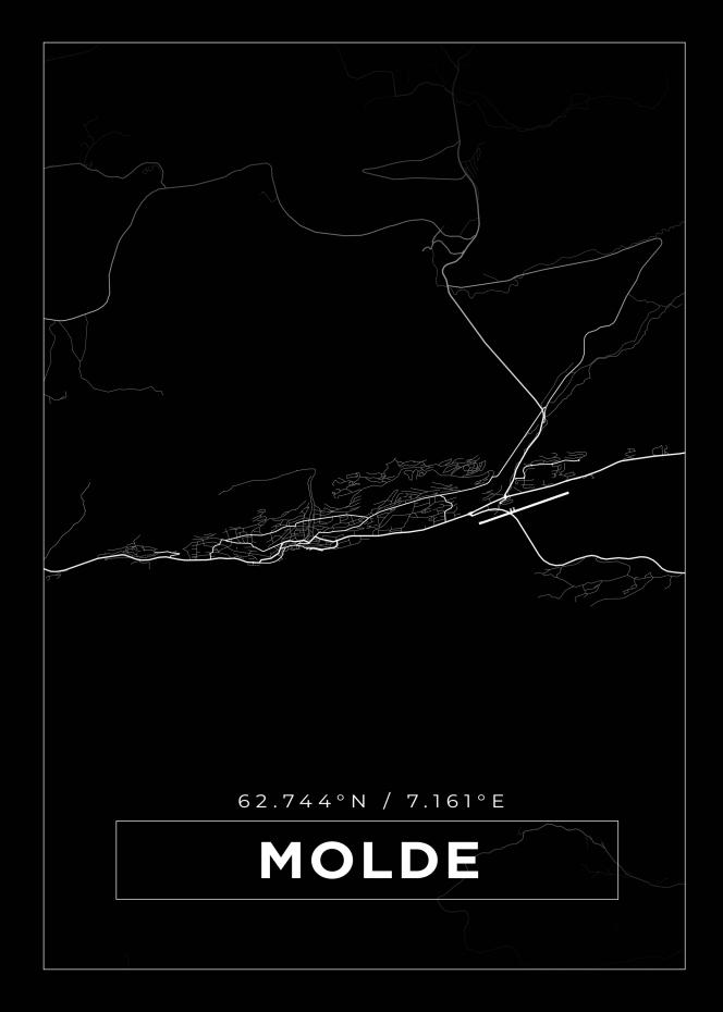 Kart - Molde - Svart Plakat