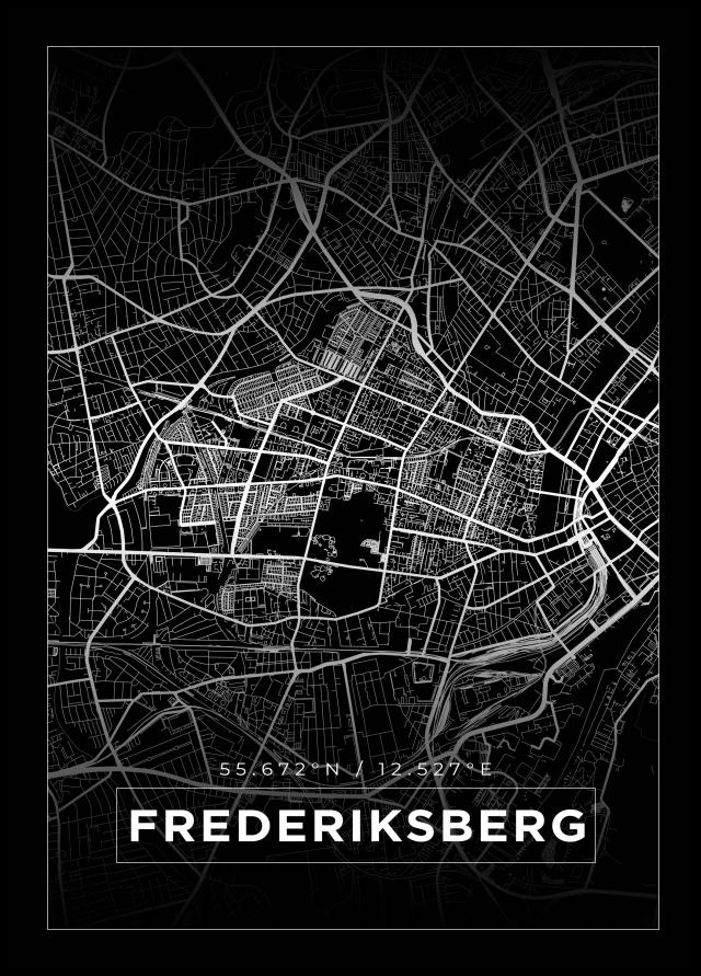 Kart - Frederiksberg - Svart Plakat