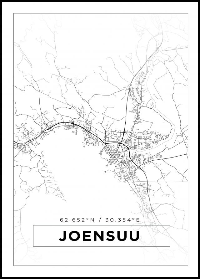 Kart - Joensuu - Hvit Plakat