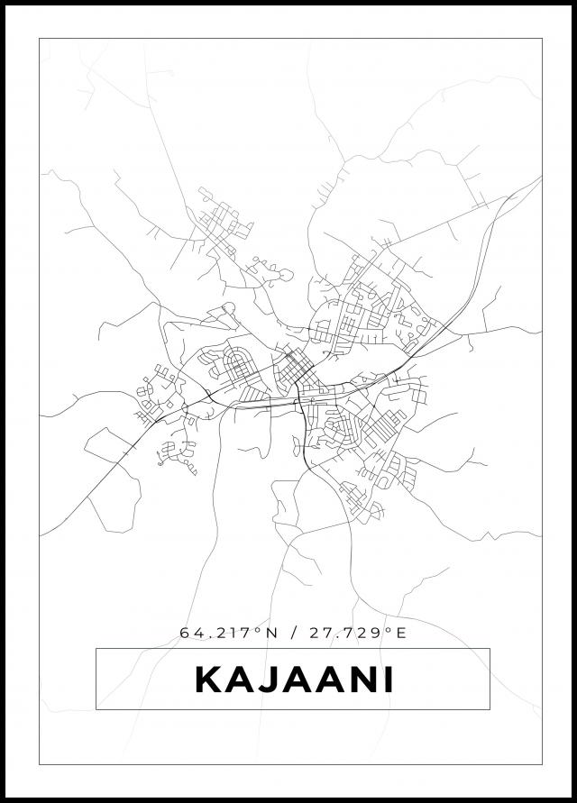 Kart - Kajaani - Hvit Plakat