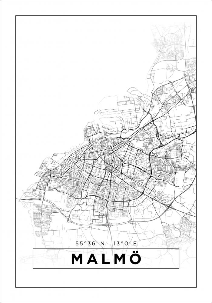 Kart - Malm - Poster - Hvit Plakat