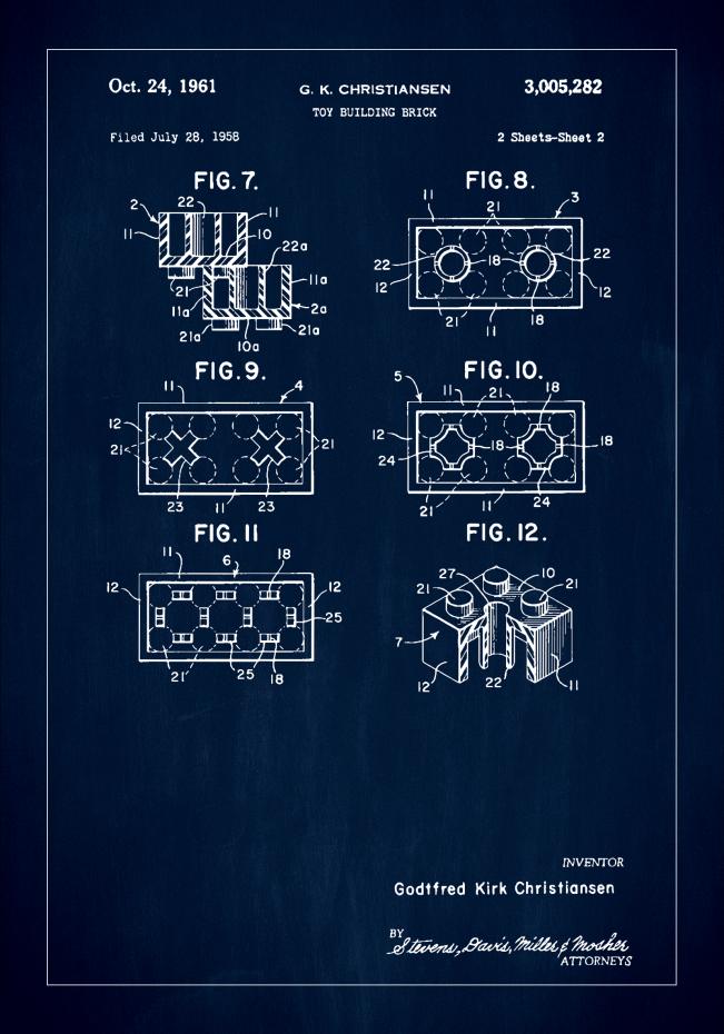 Patent Print - Lego Block II - Blue Plakat