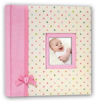 Rosa babyfotoalbum for 200 bilder i 11x15 cm